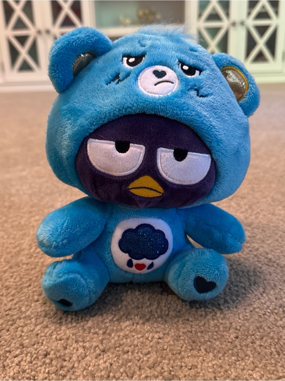 Sanrio Hello Kitty and Friends X Care Bears Badtz-Maru Grumpy Bear Plush 2023 8”